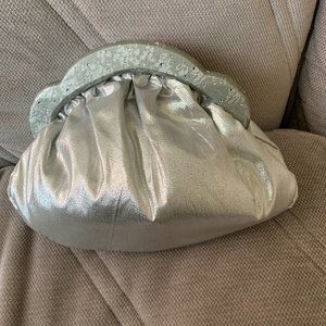 vintage silver metallic clutch
